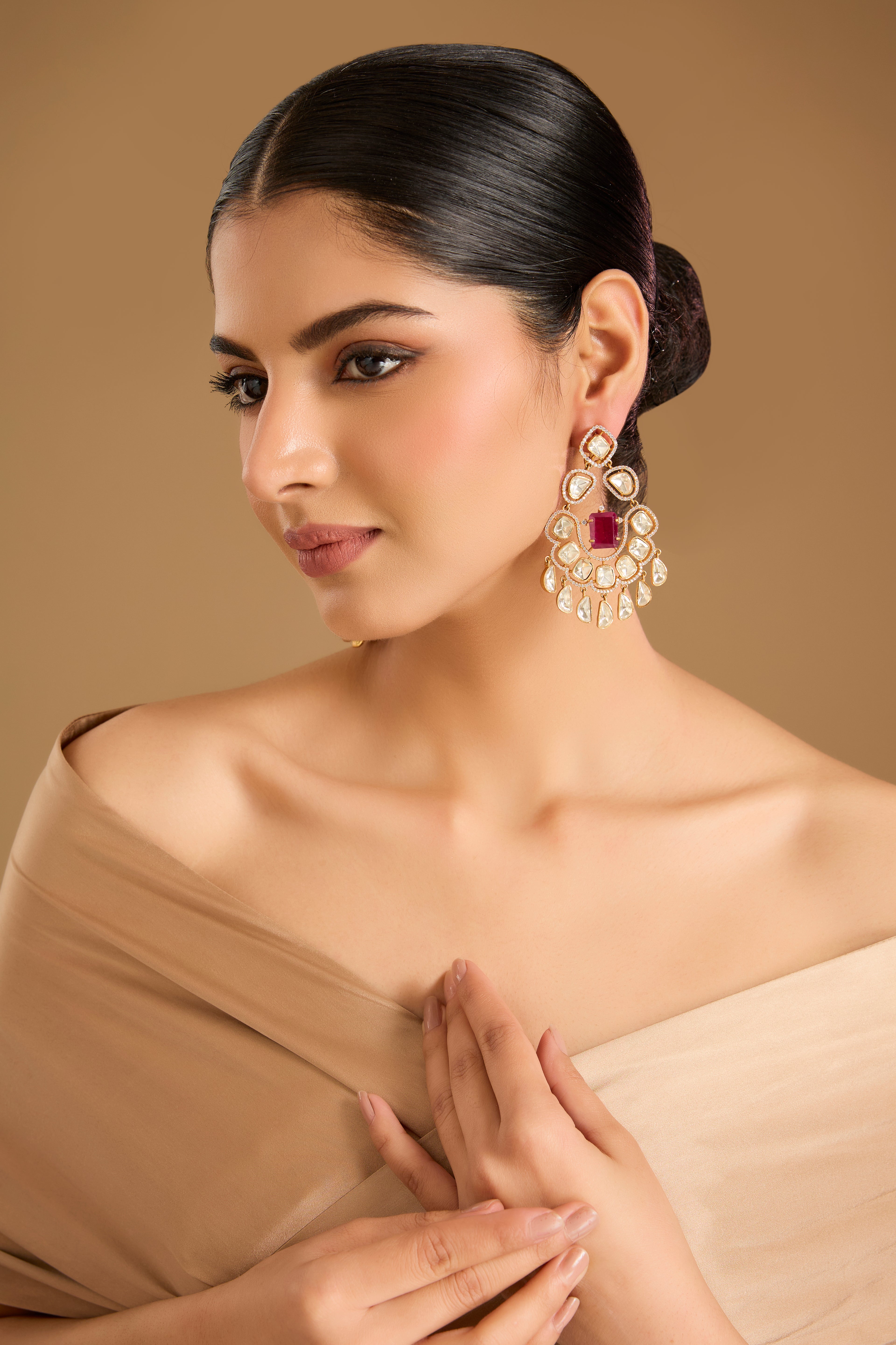 Ruby Radiance Chaandbali Earrings