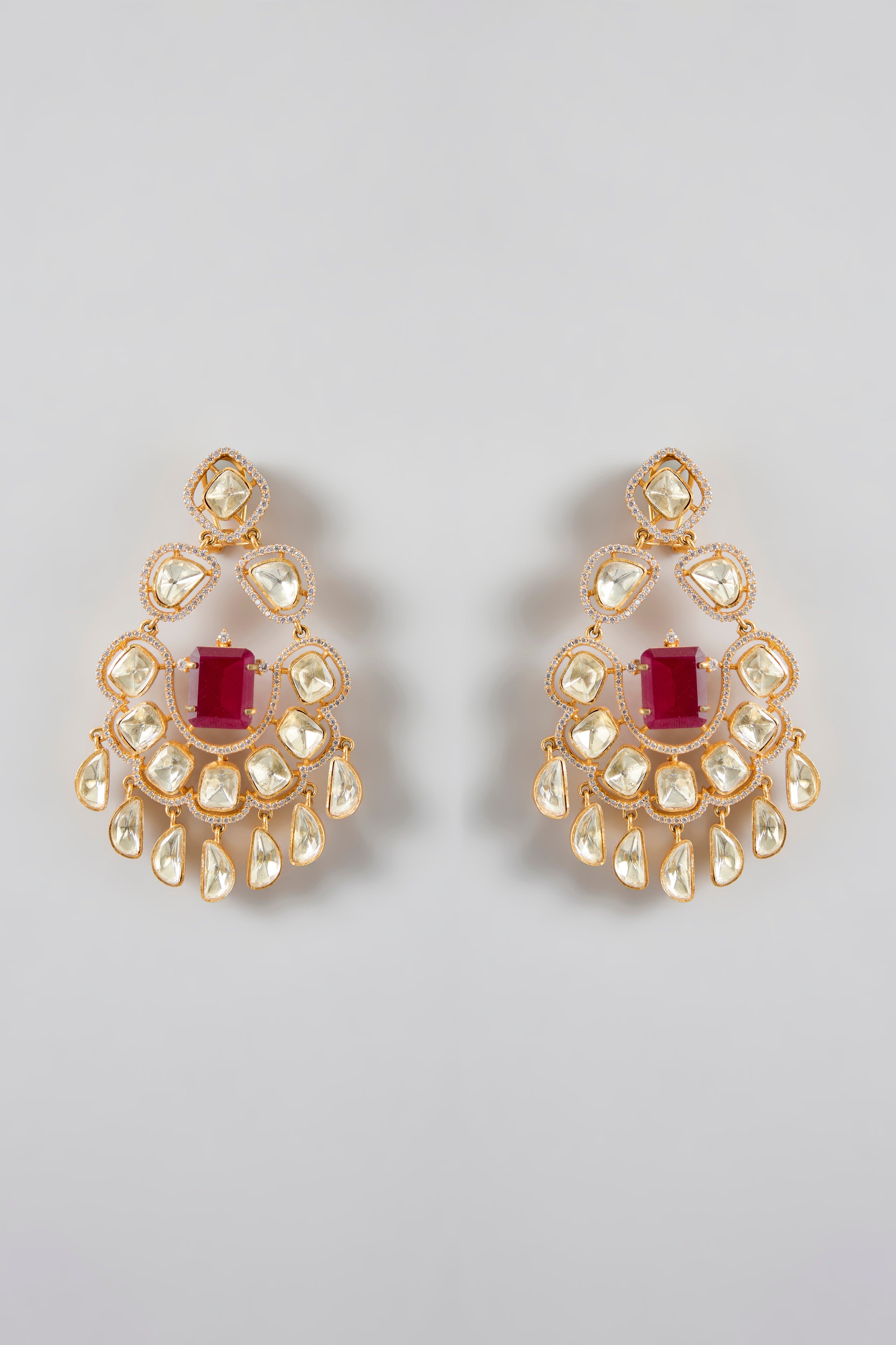 Ruby Radiance Chaandbali Earrings