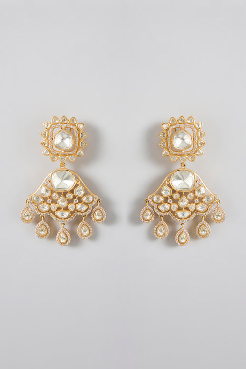 A classic silhouette elevated gold-plated danglers adorned