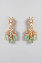 Emerald Aura Moissanite Danglers with Green Aventurines