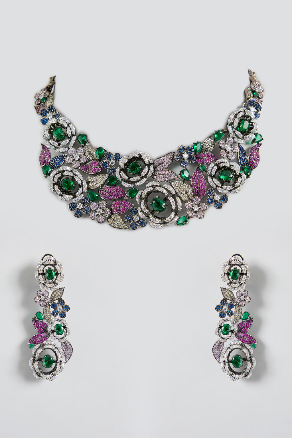 Floral Multicolour Statement Necklace Set