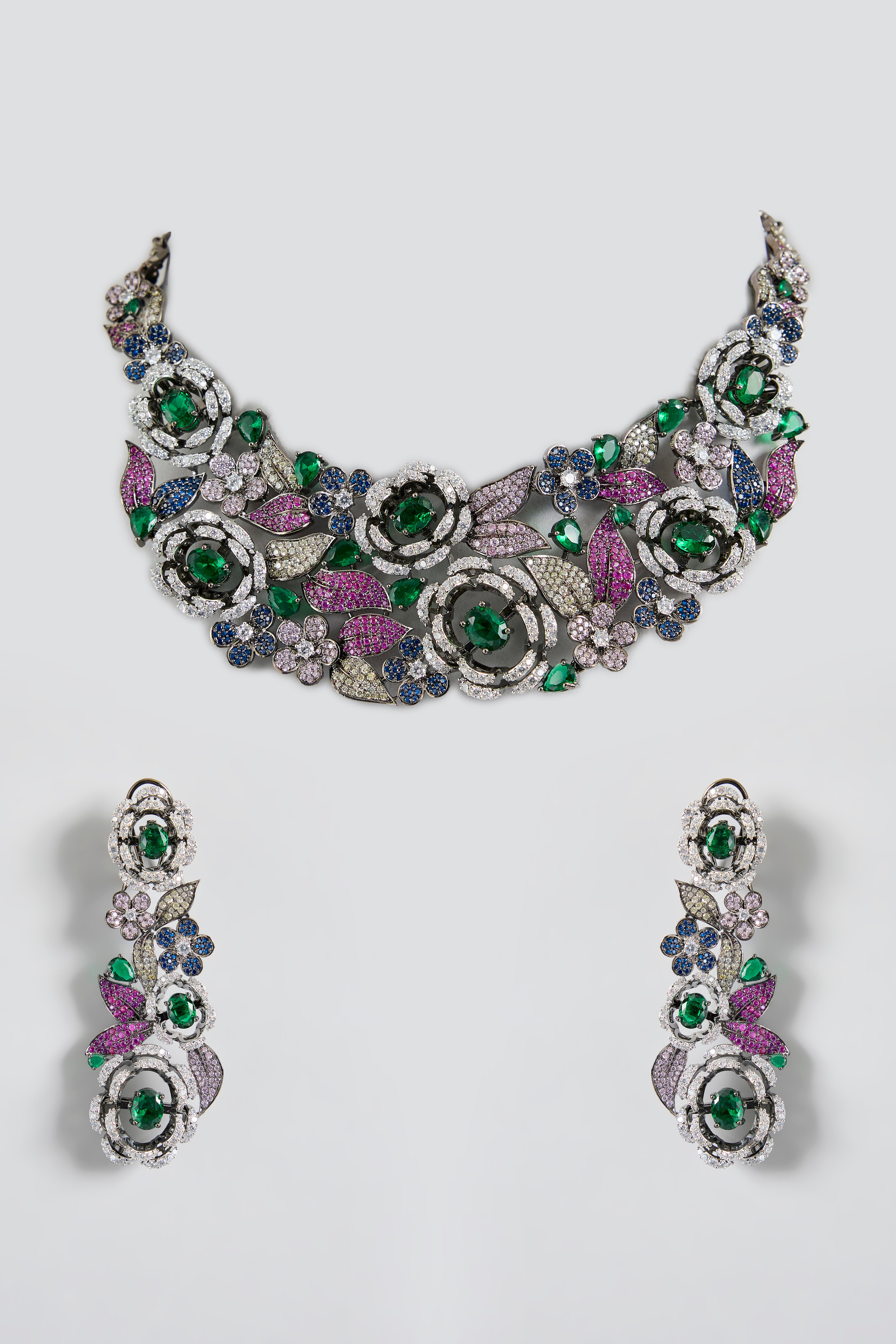 Floral Multicolour Statement Necklace Set