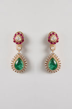 Mosanite Emerald Ruby Polki Choker Necklace Set