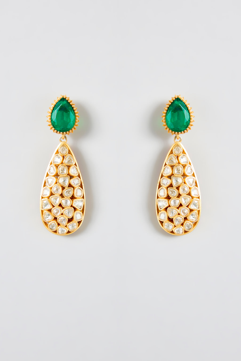Emerald Mossanite Polki Necklace Set