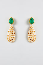 Emerald Mossanite Polki Necklace Set