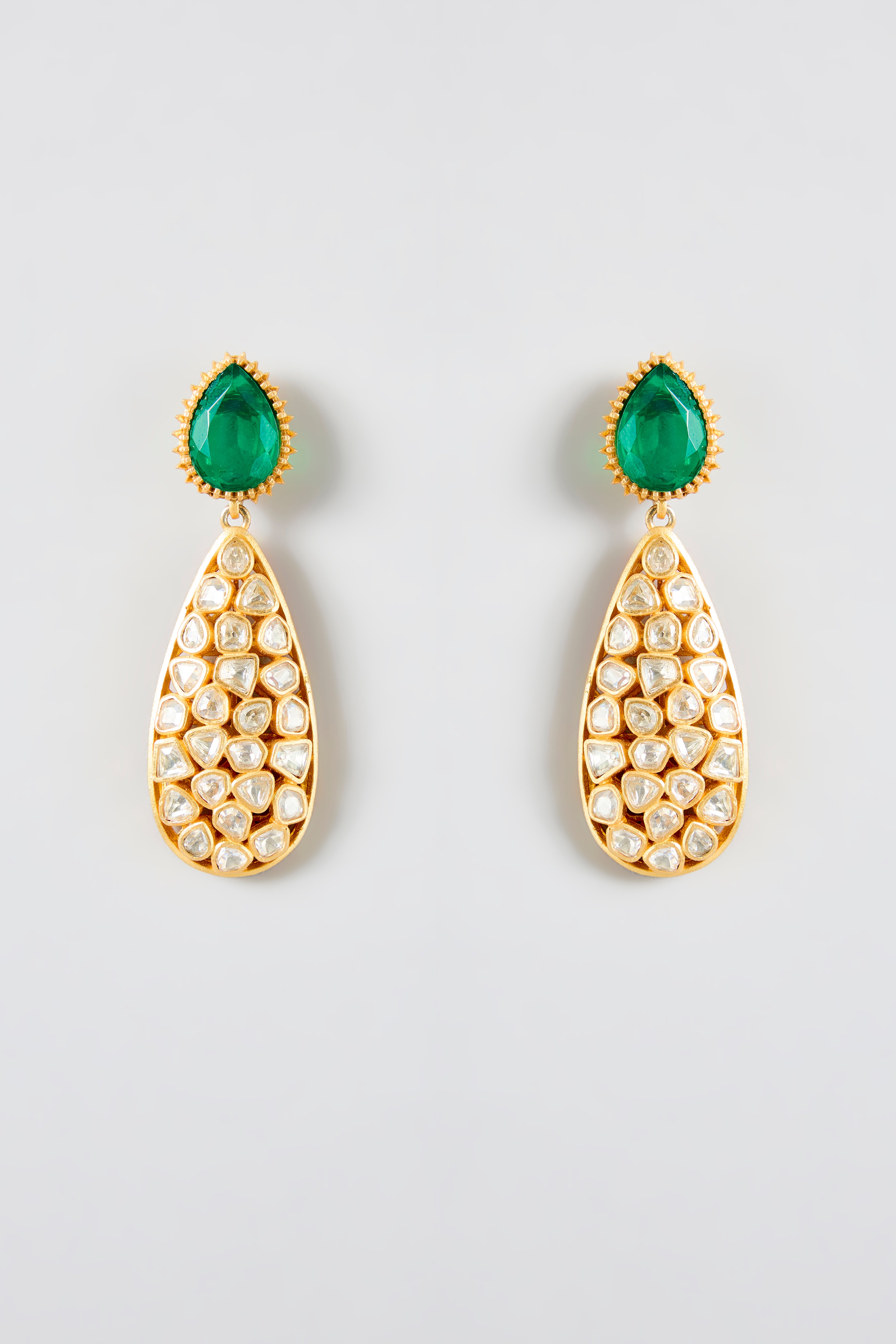 Emerald Mossanite Polki Necklace Set