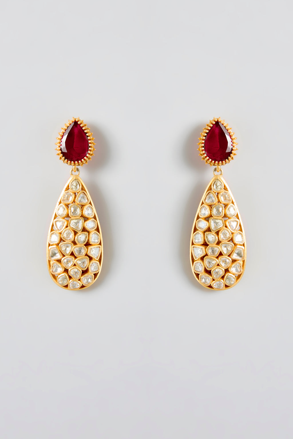 Ruby Mossanite Polki Necklace Set
