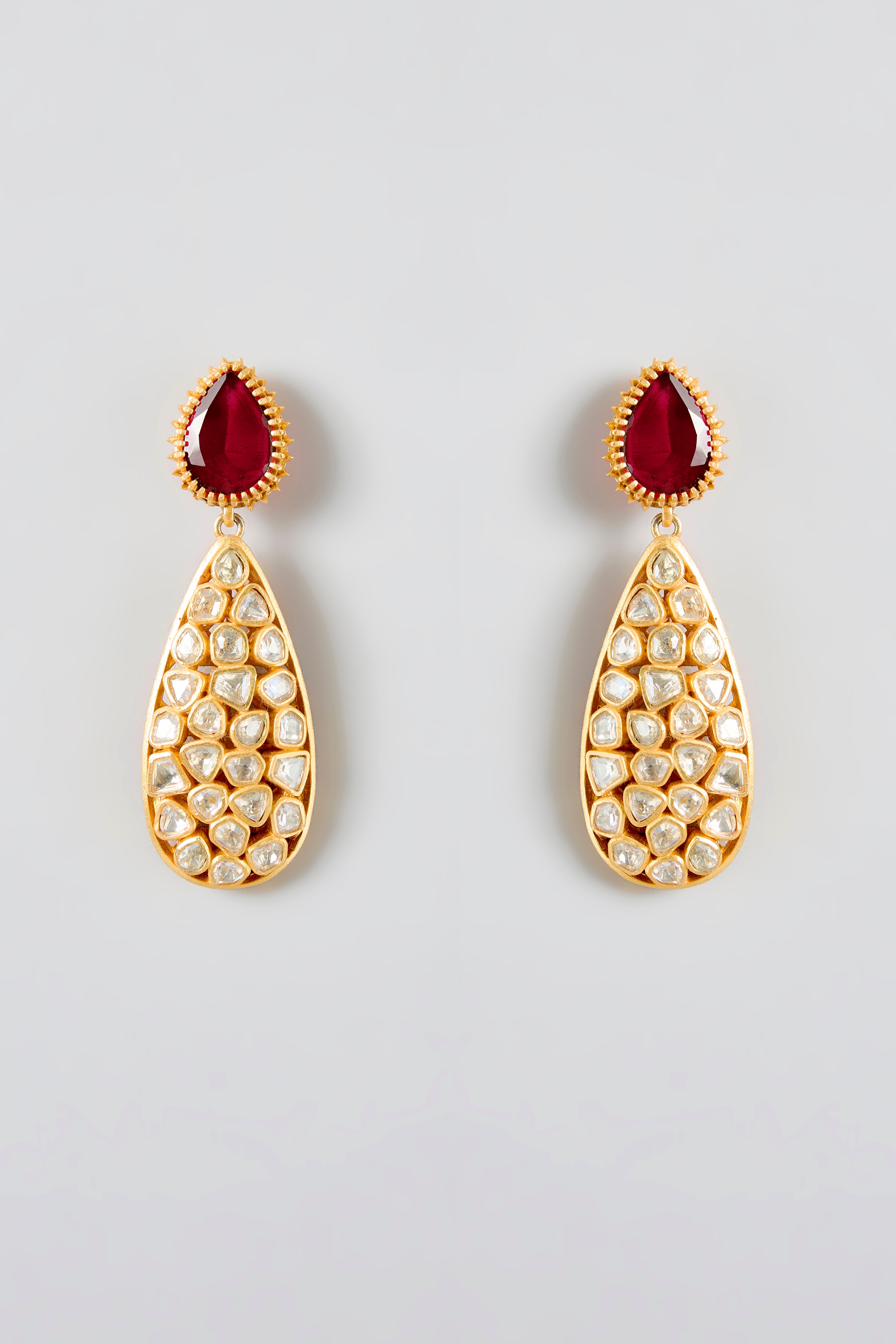 Ruby Mossanite Polki Necklace Set