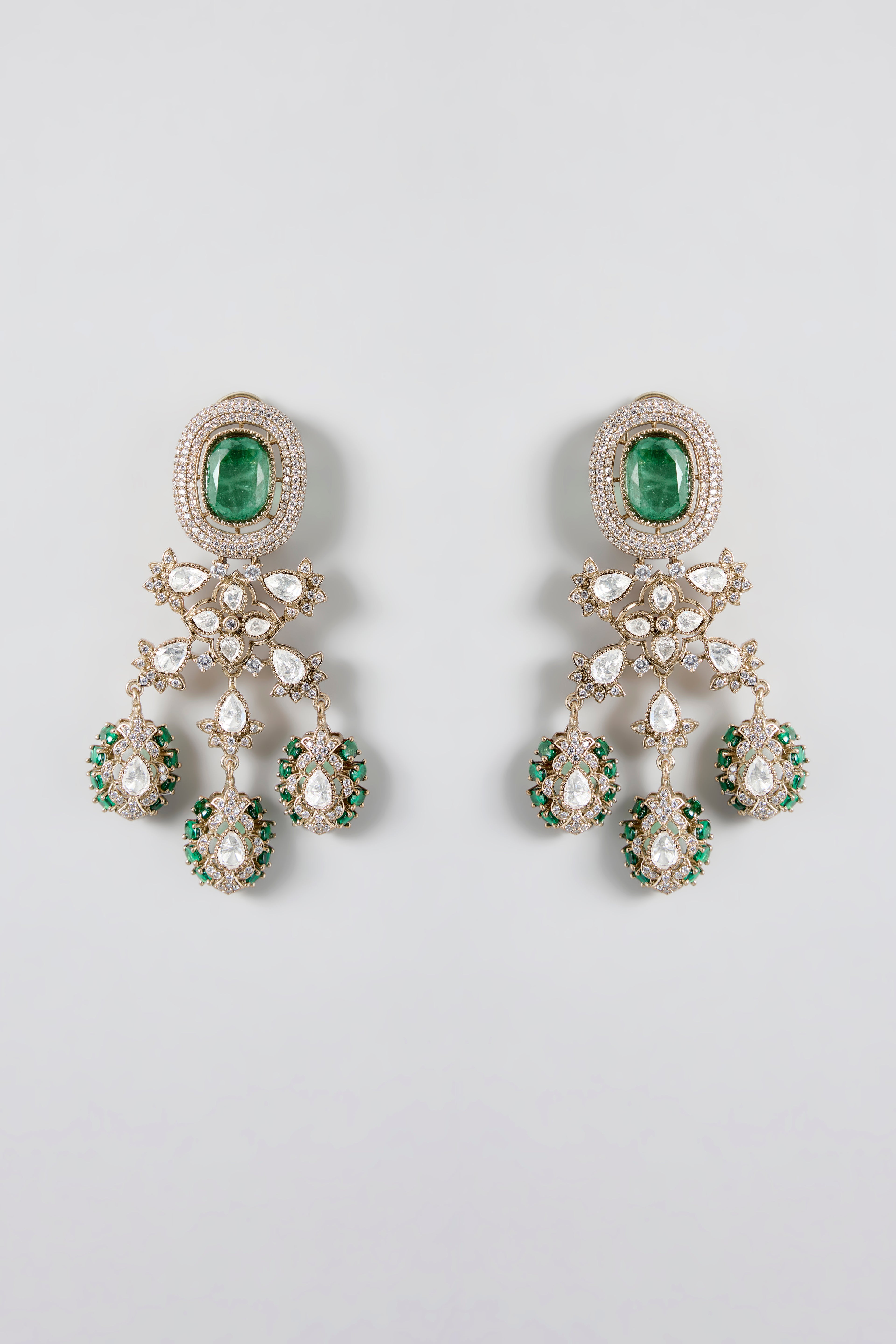 Emerald Reverie Polki Long Necklace Set