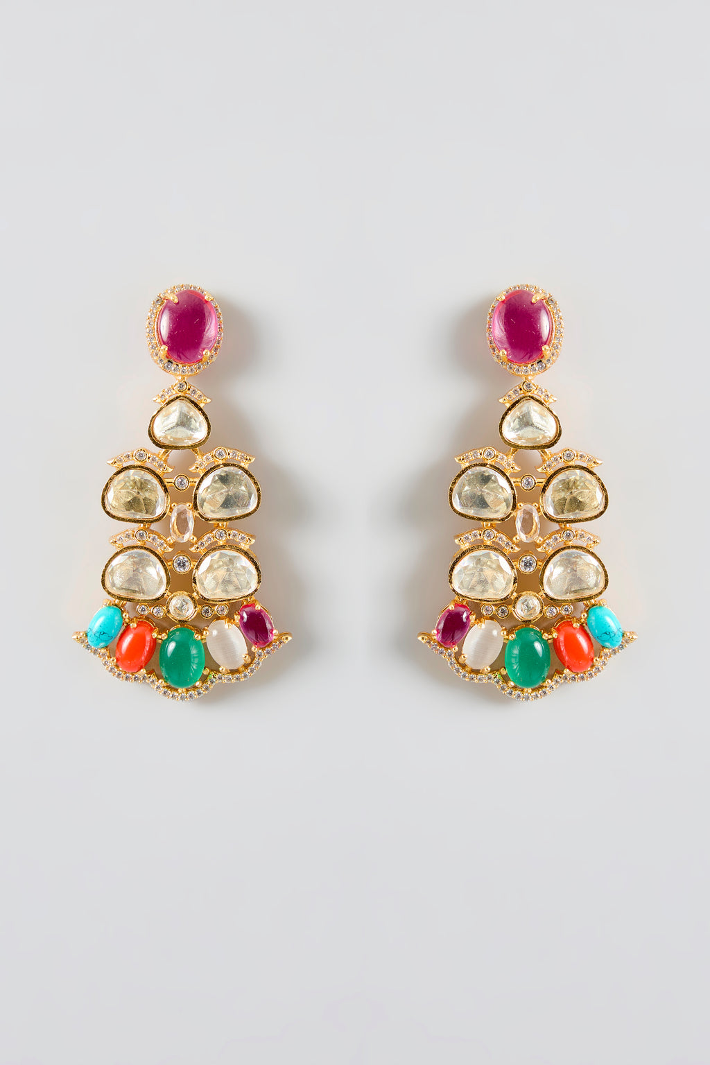 Éclat Navratna Moissanite Layered Necklace Set