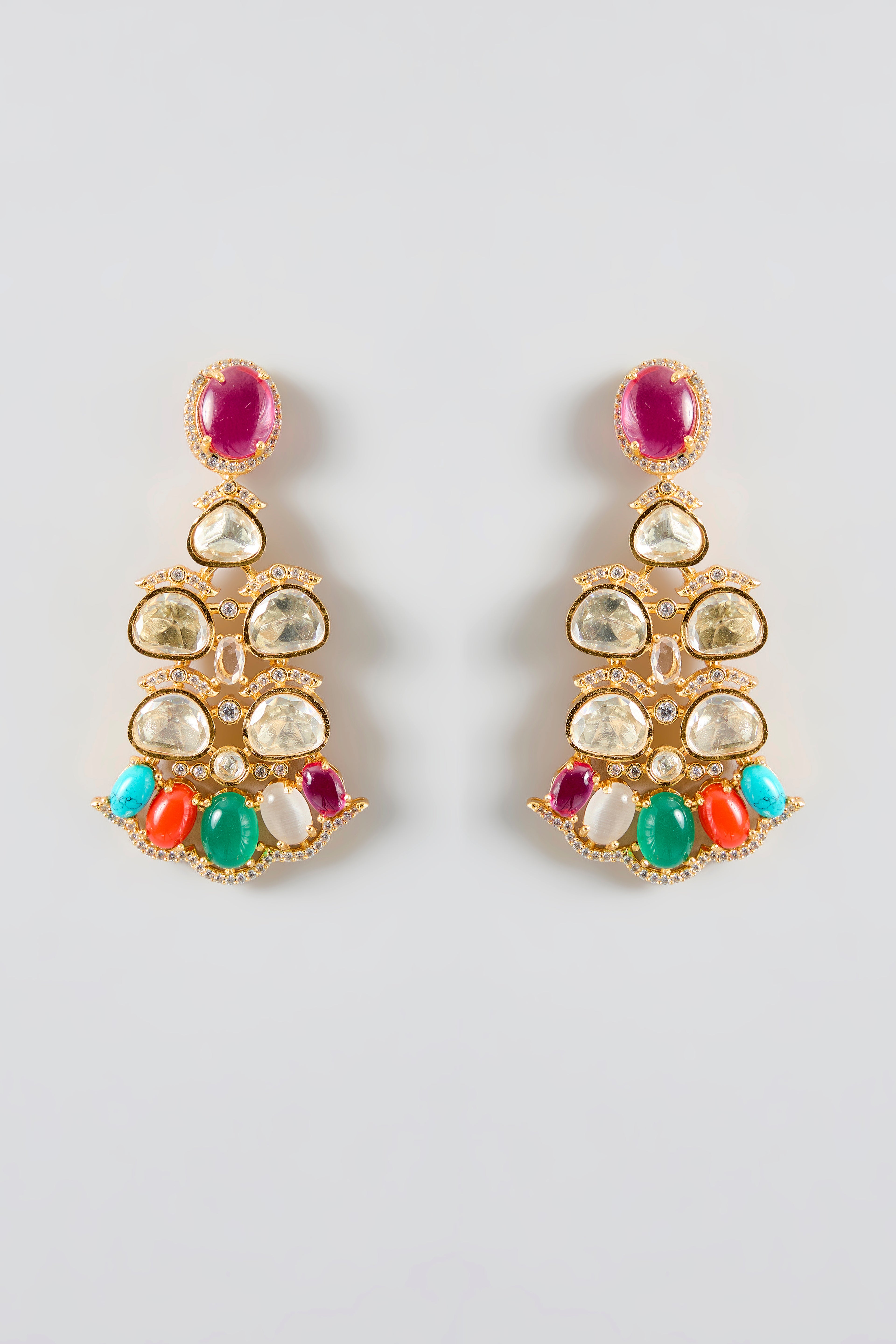 Éclat Navratna Moissanite Layered Necklace Set